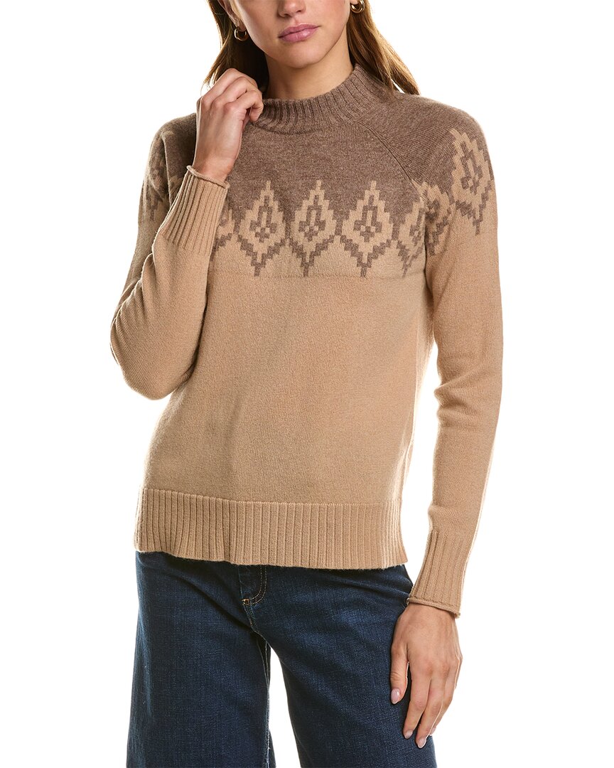 Hannah Rose Diamond Peak Fairisle Wool & Cashmere-blend Sweater In Brown