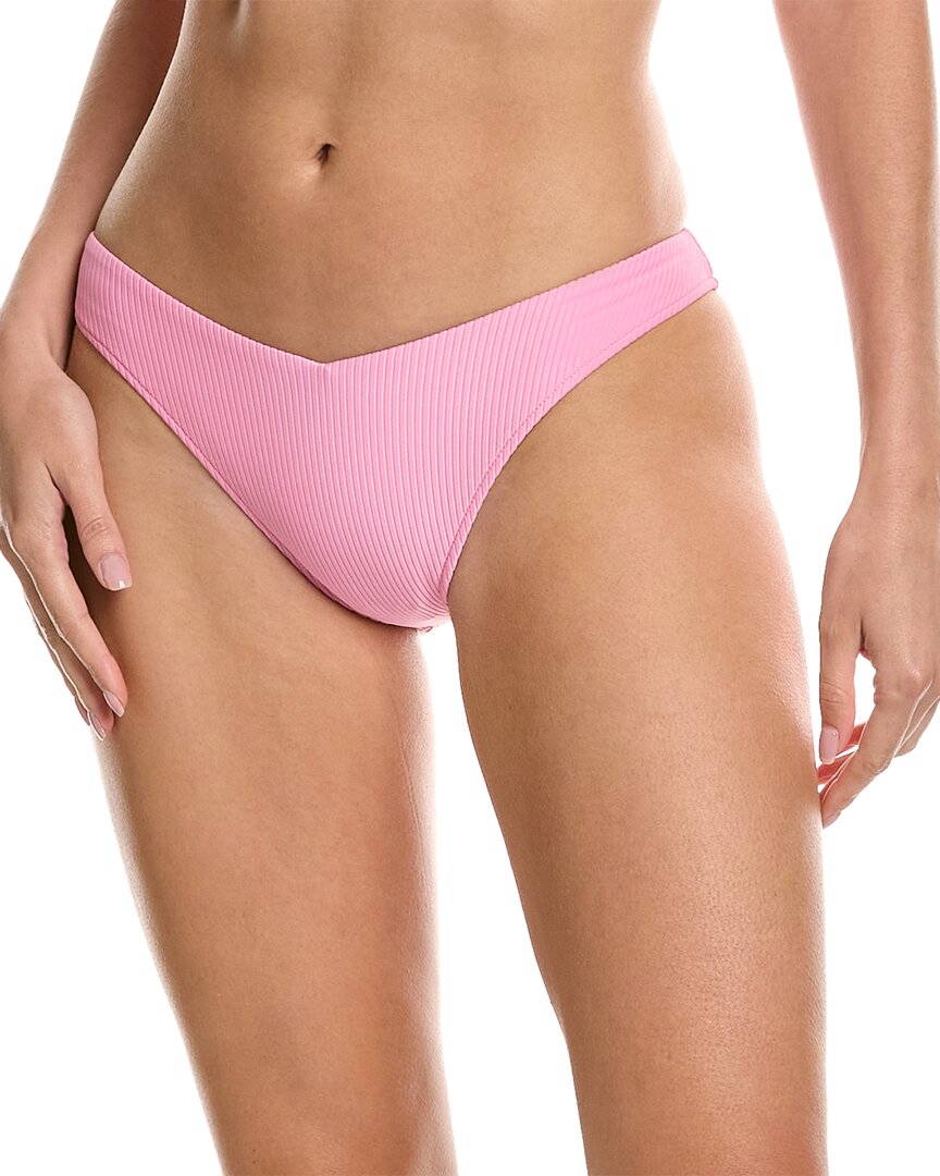 Frankies Bikinis Enzo Ribbed Bikini Bottom In Pink
