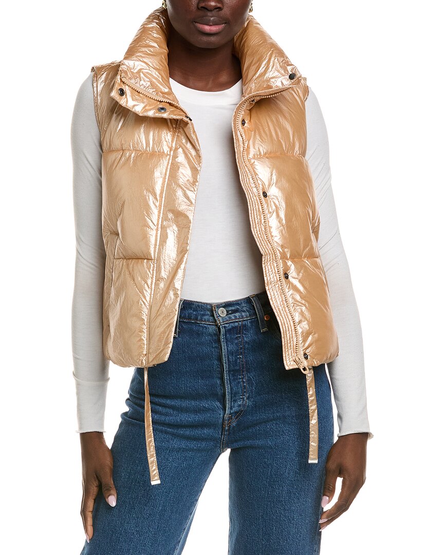 Noize Cropped Puffer Vest In Gold