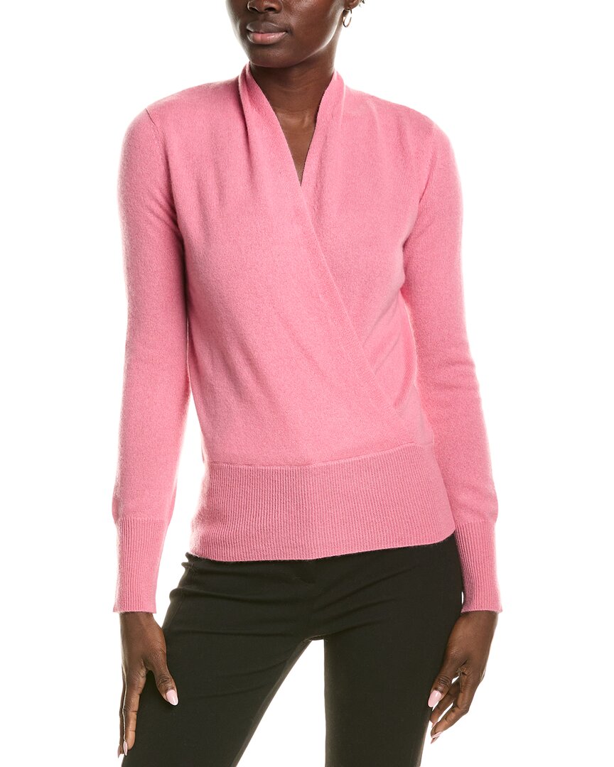 SOFIACASHMERE SOFIACASHMERE MODERN FAUX WRAP CASHMERE SWEATER