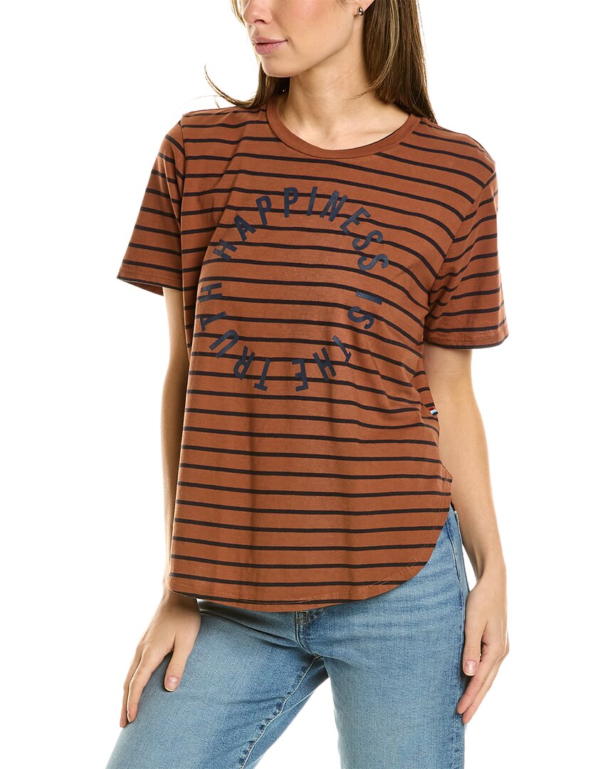 Shop Sol Angeles Mini Stripe Happiness T-shirt In Brown