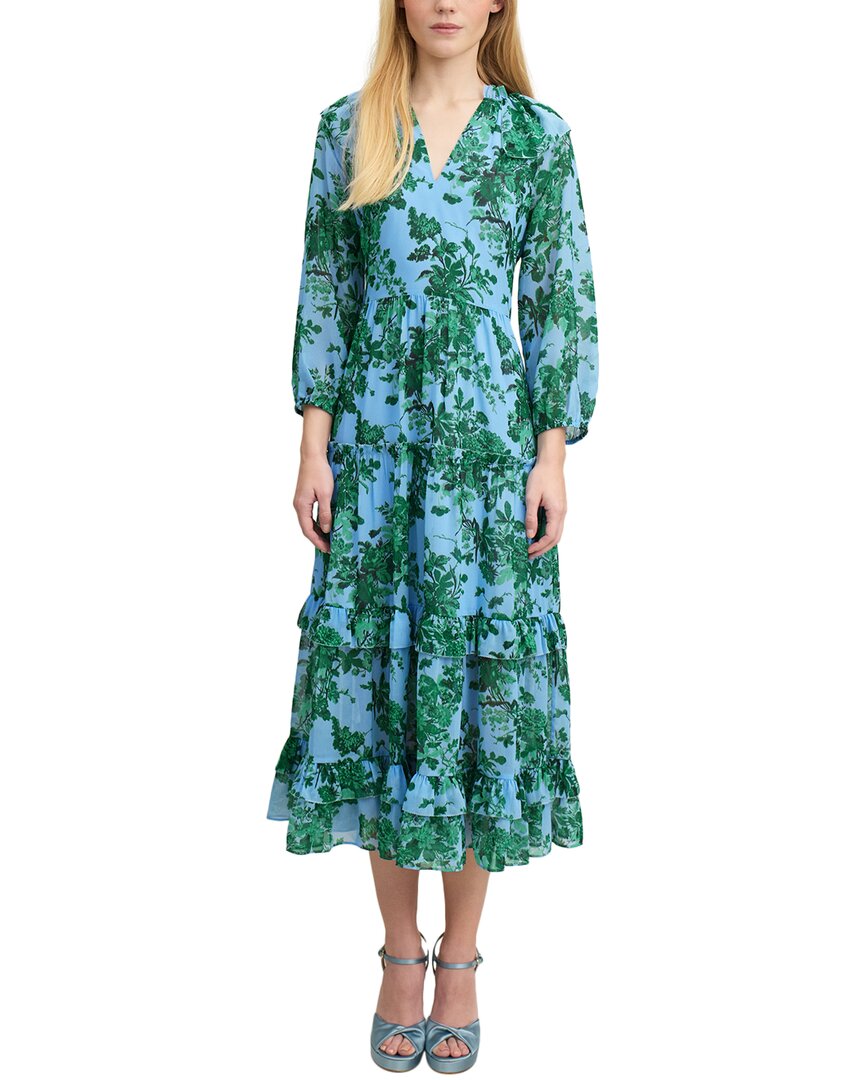 Lk Bennett Eleanor Print Long Sleeve Ruffle Maxi Dress
