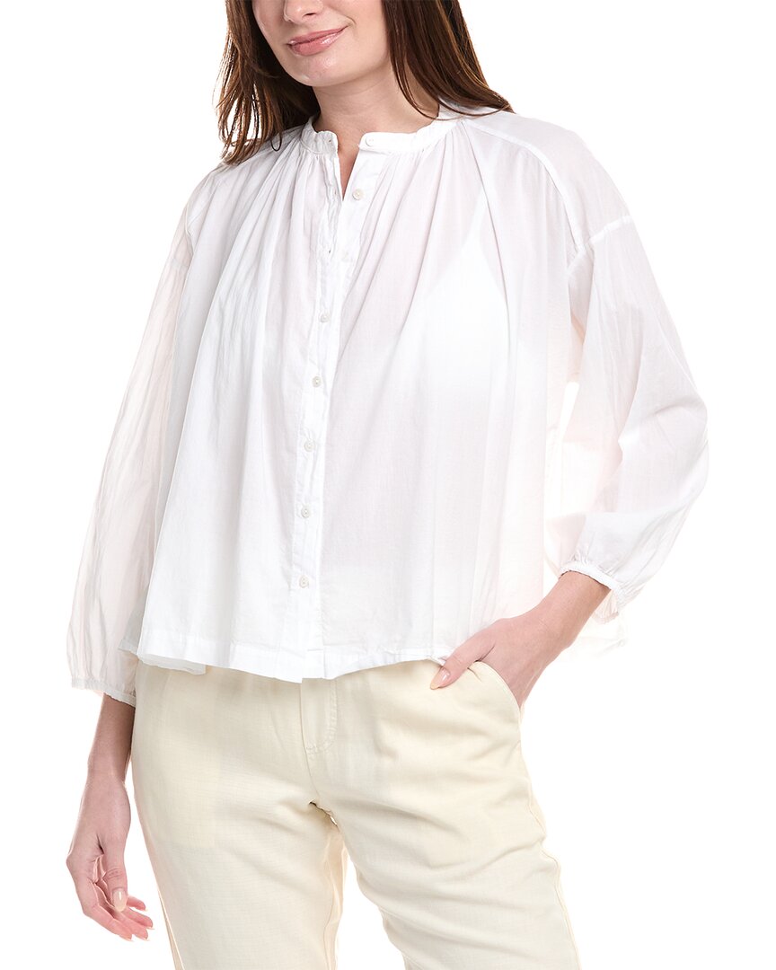9seed Lightweight Gauze Dashiki Puff Sleeve Top In White