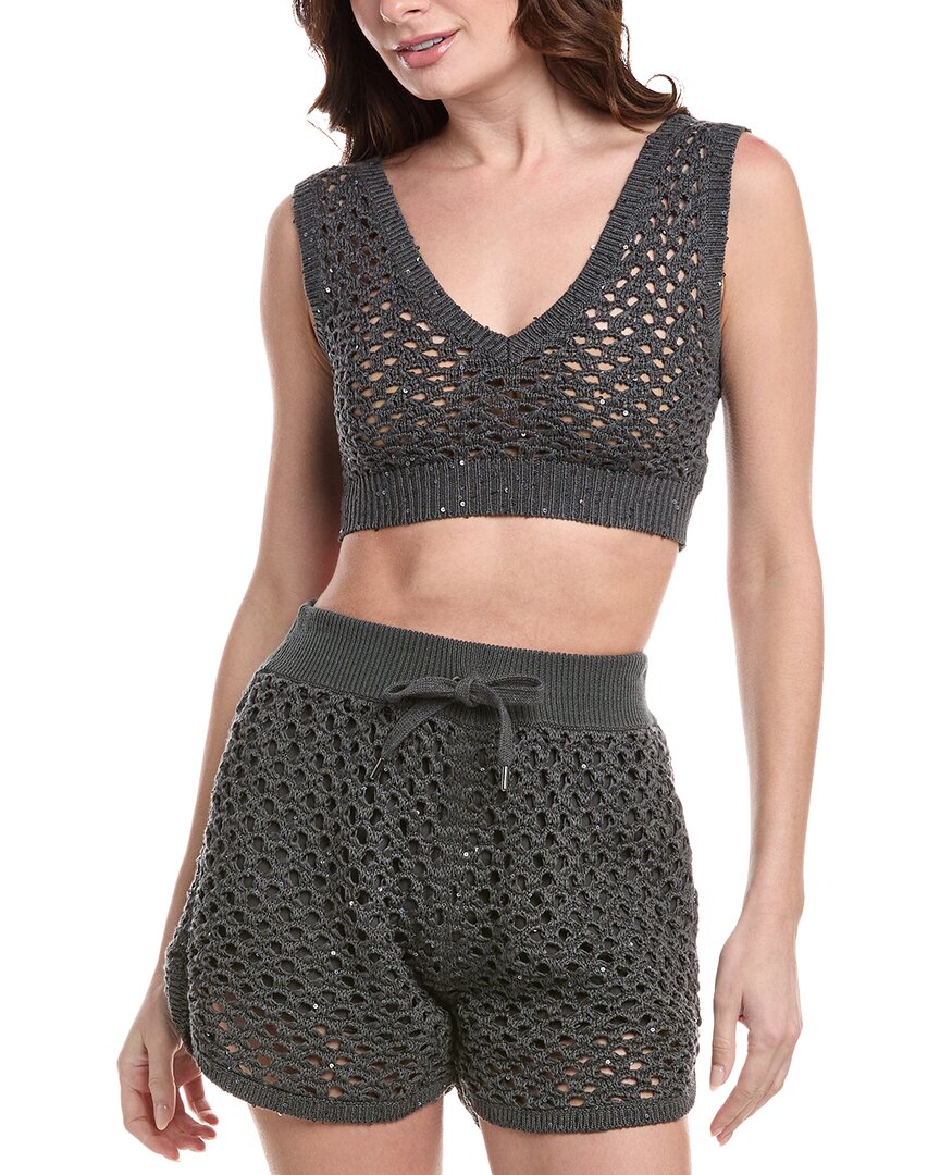 Brunello Cucinelli Crochet Linen & Silk-blend Bandeau Top