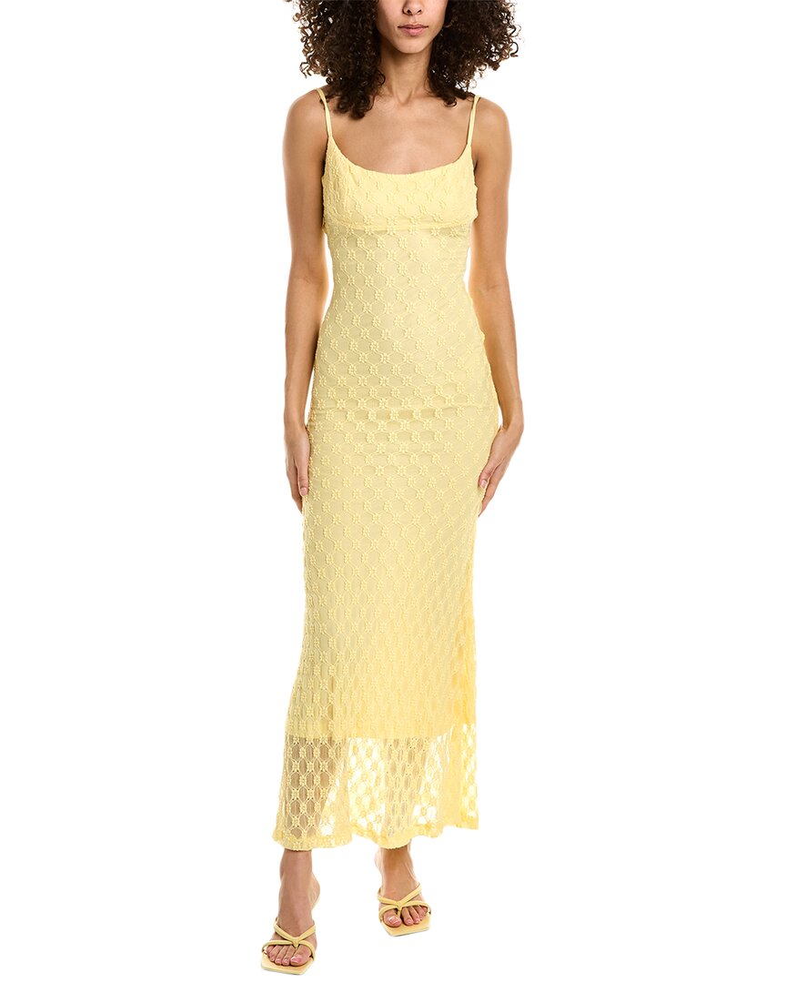 Bardot Adoni Floral Mesh Midi Slip Dress In Yellow