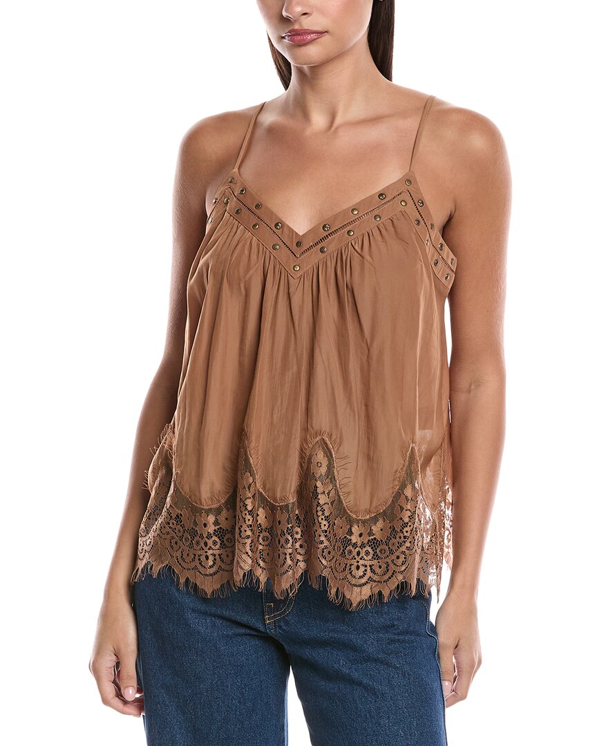 Ramy Brook Cesca Lace Trim Camisole In Brown