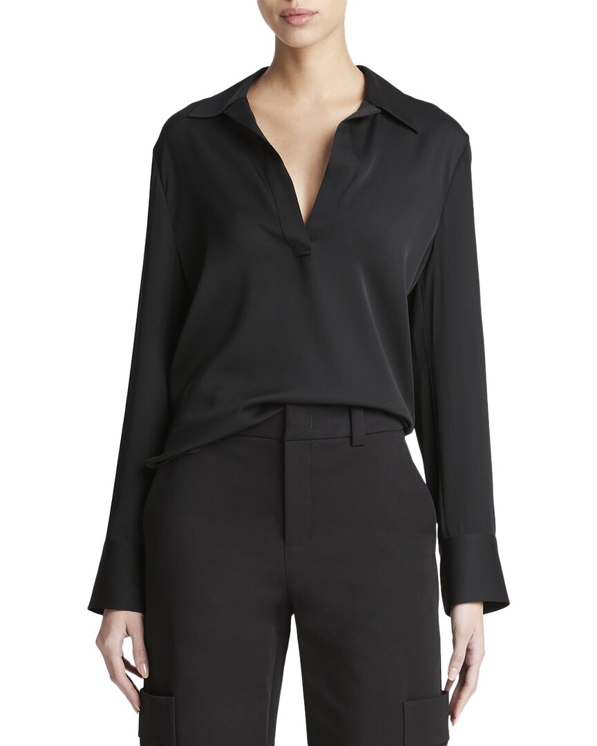 Shop Vince Pullover Silk-blend Polo Shirt