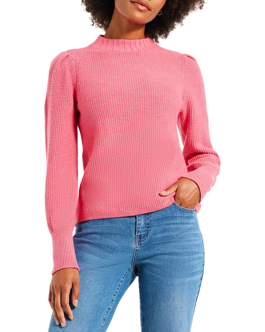 Nic + Zoe Puff Shoulder Waffle Stitch Sweater