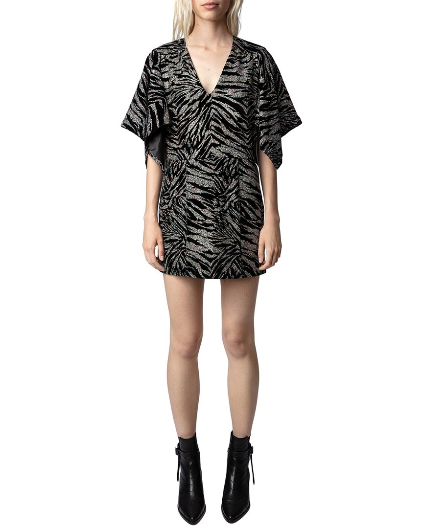 Shop Zadig & Voltaire Rilena Velvet Sparkle Silk-blend Mini Dress