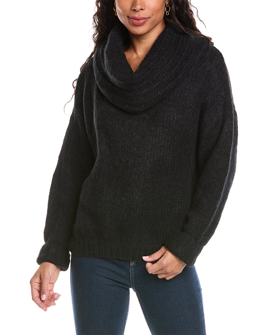 Shop Anna Kay Cowl Wool-blend Sweater In Black