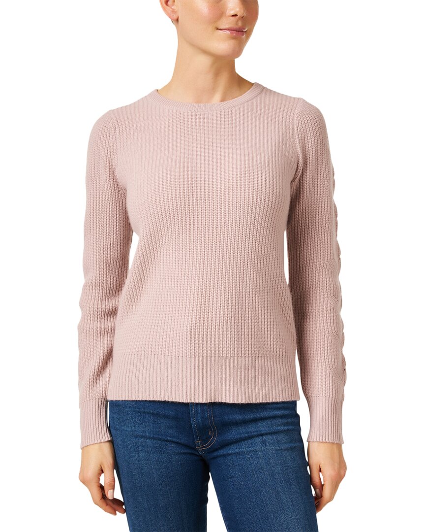 Madeleine Thompson Hawkes Pointelle Sleeve Cashmere & Wool-blend Sweater