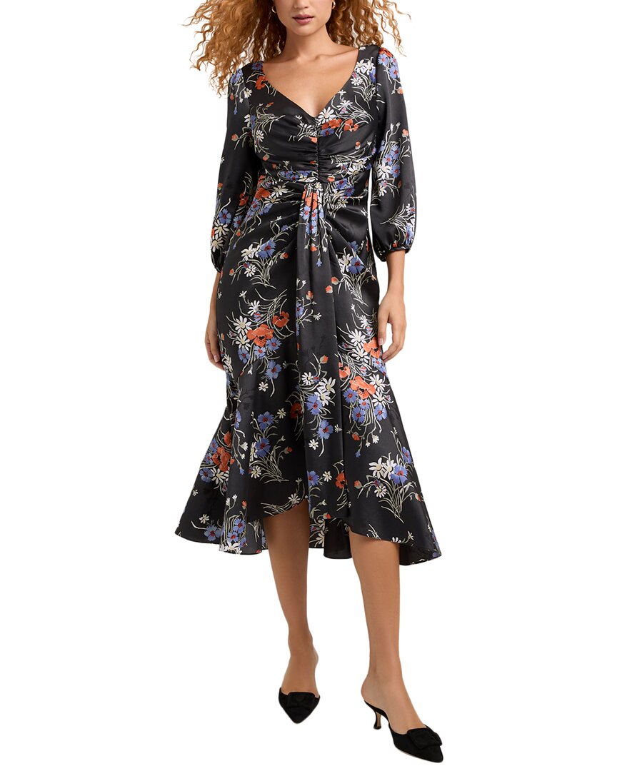 Cinq À Sept Walker Puff-sleeve Floral Midi Dress