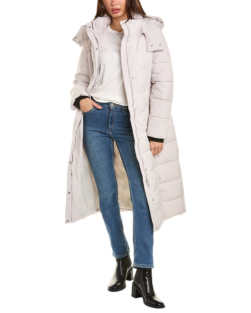 Shop Nvlt Longline Puffer Coat In Grey