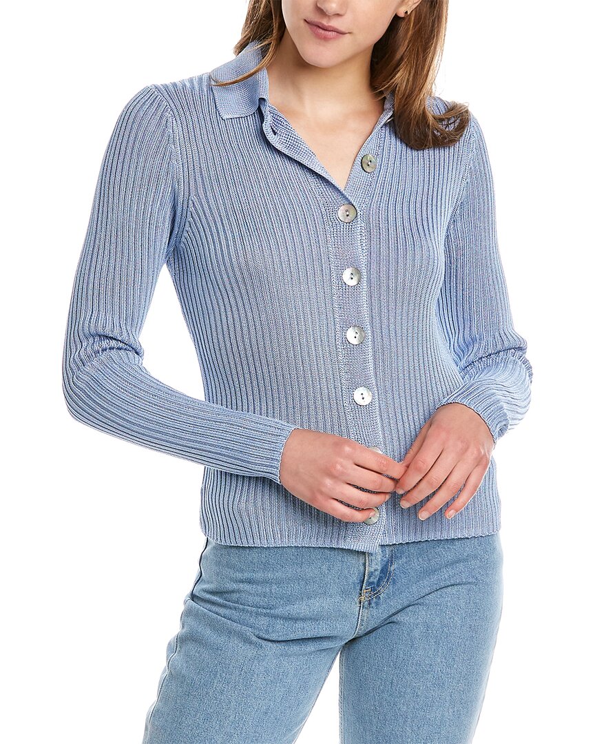 Vince Light Blue Ribbed Cardigan ModeSens