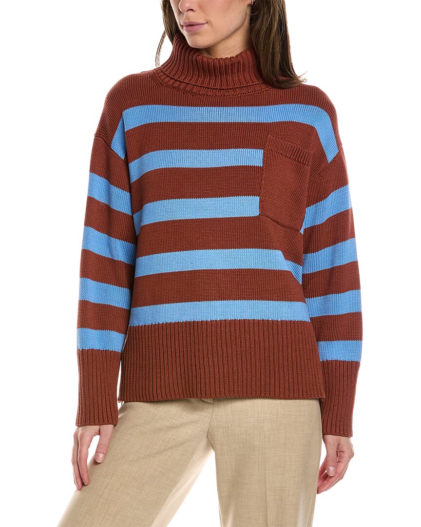 Shop Lafayette 148 New York Striped Silk-blend Sweater In Brown