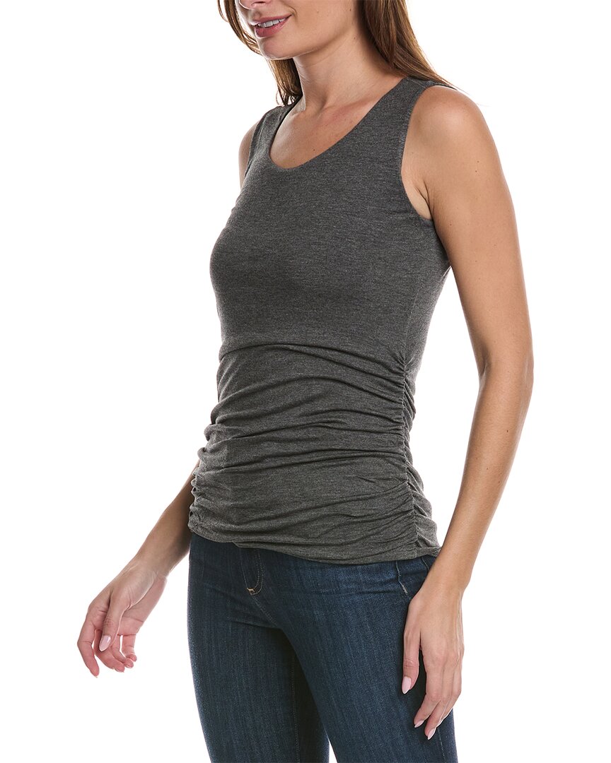 Shop Forte Cashmere Ruched Tank In Grey