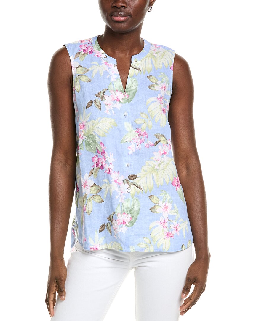 Tommy Bahama Orchid Dreams Linen Top In Blue