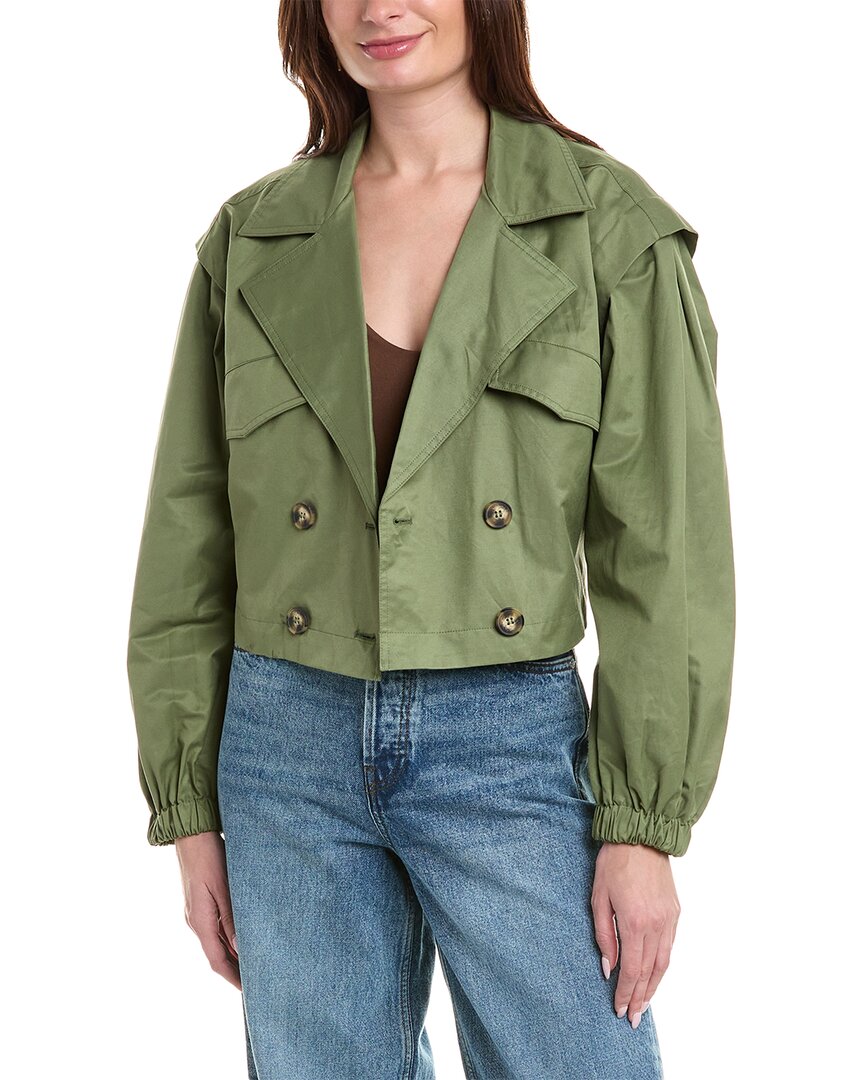 Shop Free People Looking Glass Crop Trench Coat In Green