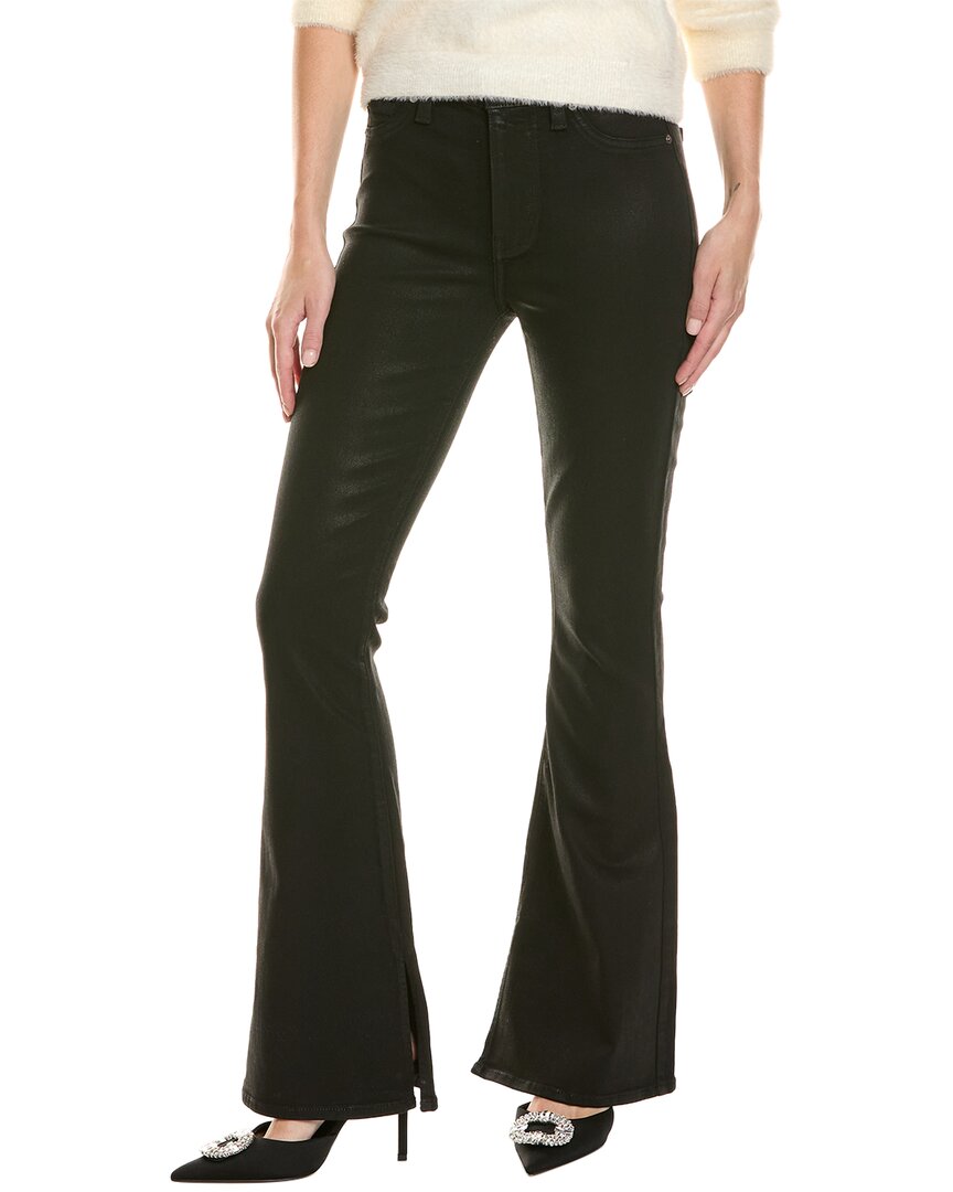 7 For All Mankind Ali Coated Black High-waist Flare Jean In Black
