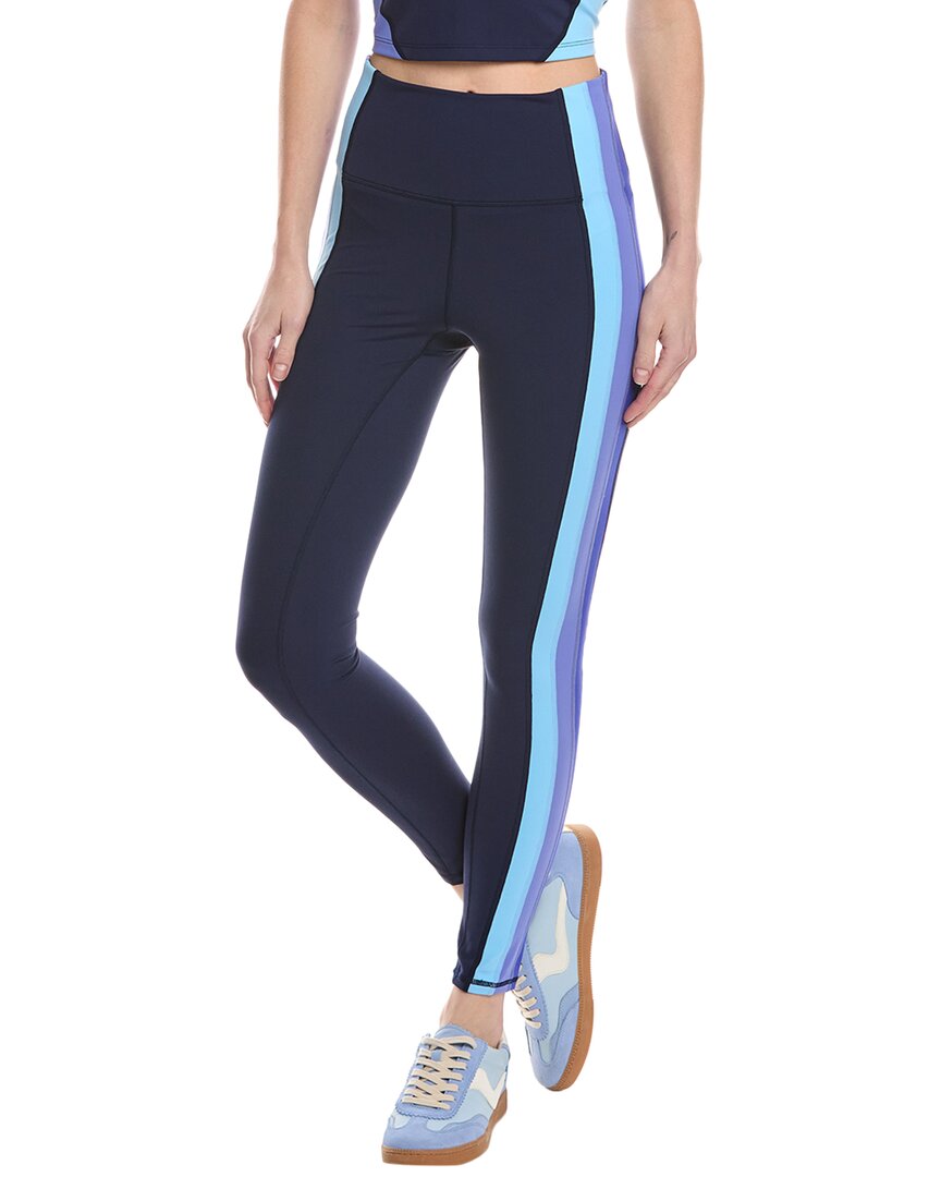 Terez Tlc Side Stripe Colorblocked Legging In Blue