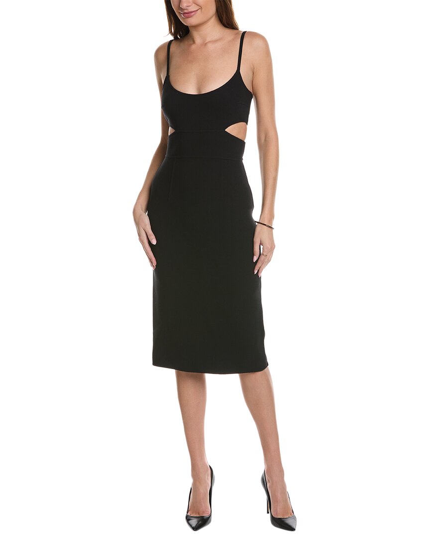 Shop Michael Kors Collection Cutout Wool-blend Sheath Dress In Black