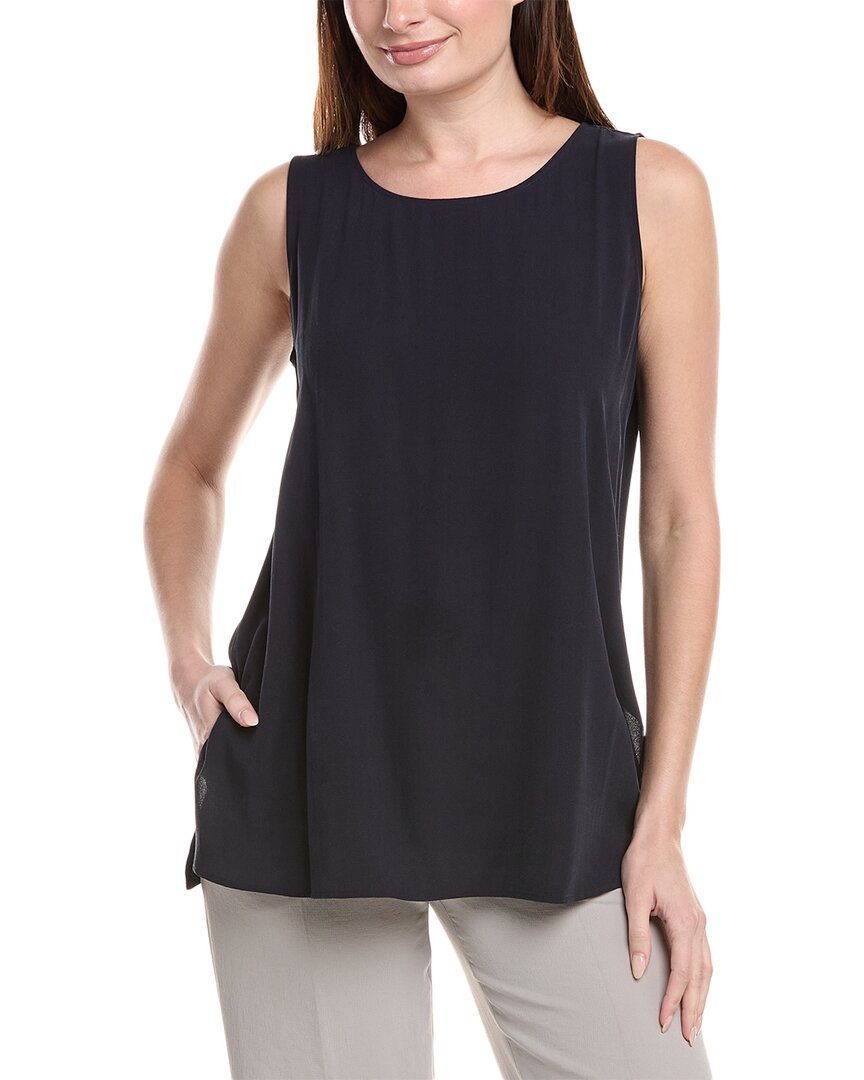 Eileen Fisher Sleeveless Silk Tunic Tank In Blue