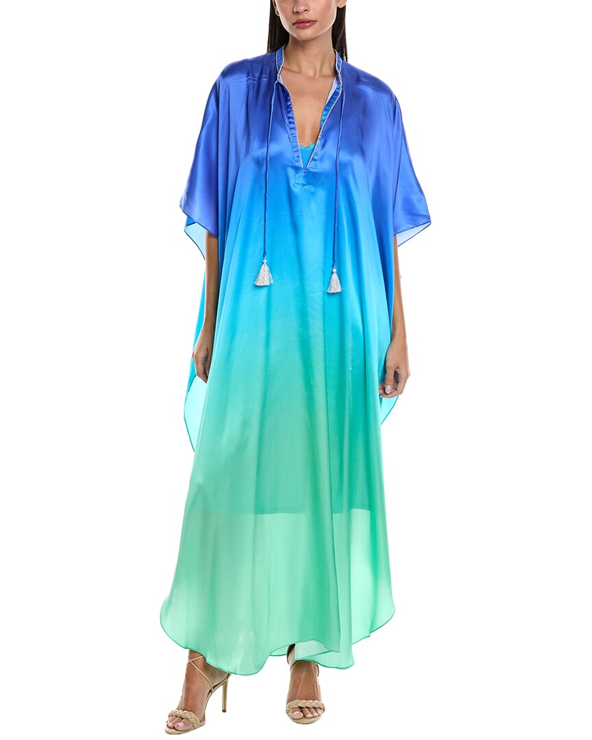 Johnny Was Hilda Silk Kaftan In Blue