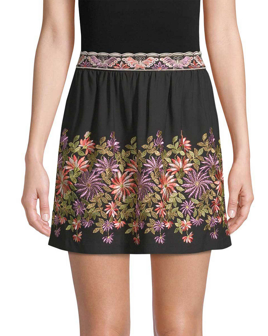 Image of Anna Sui Daisy Embroidered Mini Skirt