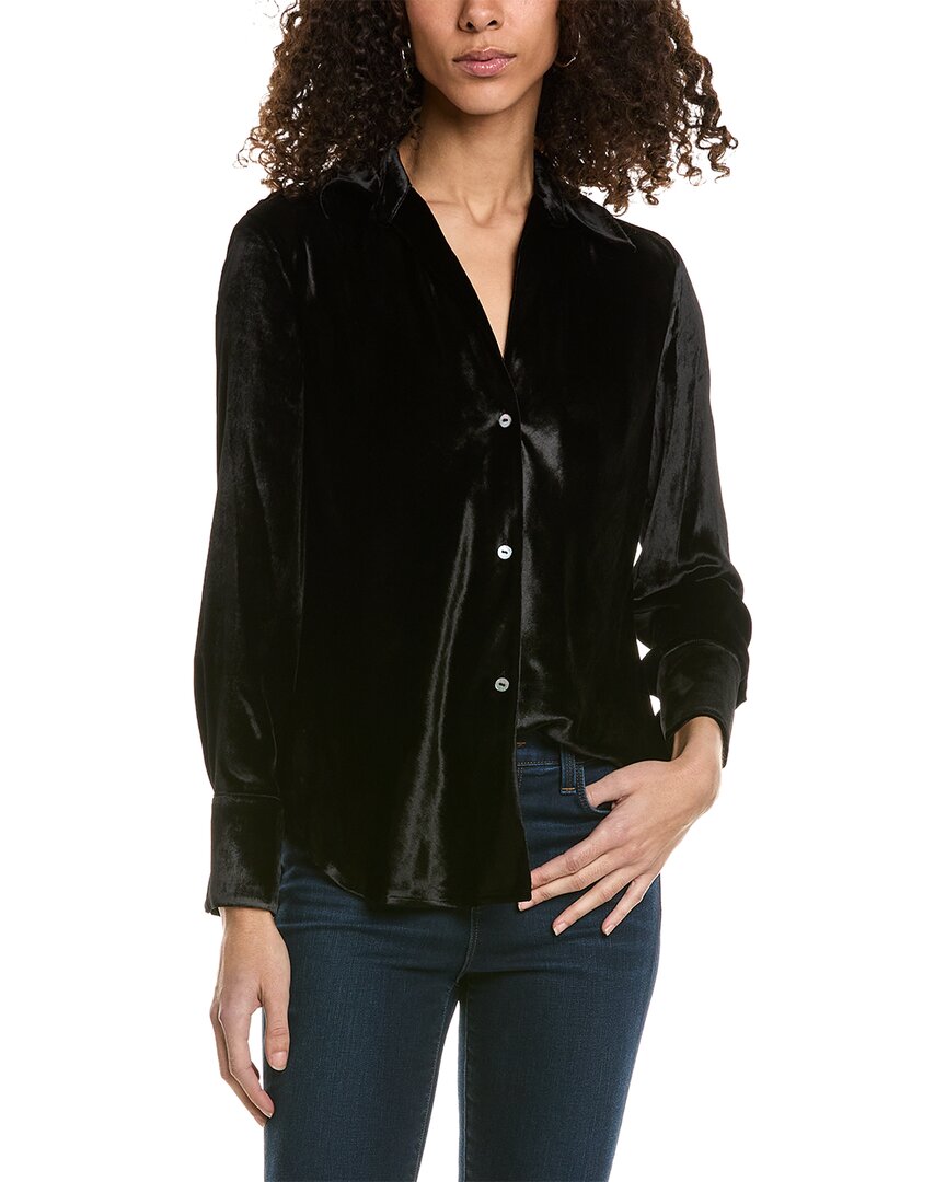 Shop Vince Velvet Bias Silk-blend Shirt In Black