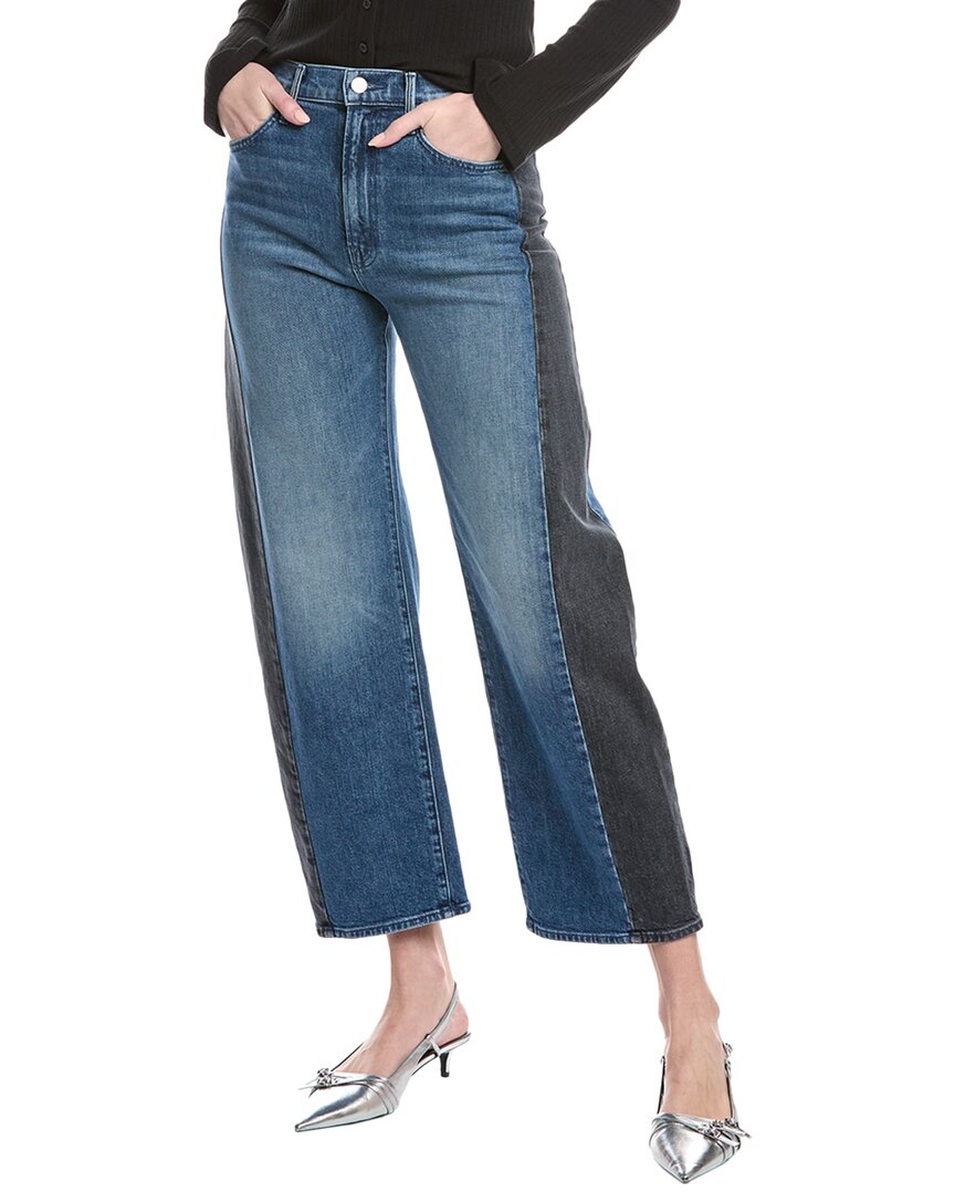 Mother Lil Half Pipe Denim Pants With Black Band In Blue