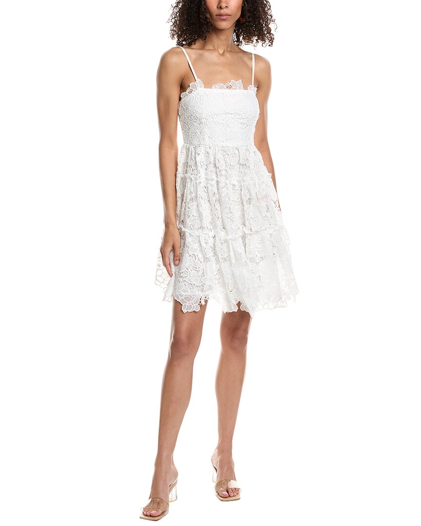 Shop Beulah Lace Silk-blend Mini Dress In White