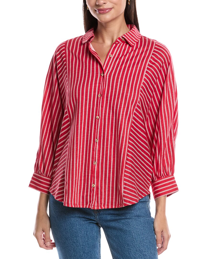 Grey State Dolman Top In Red