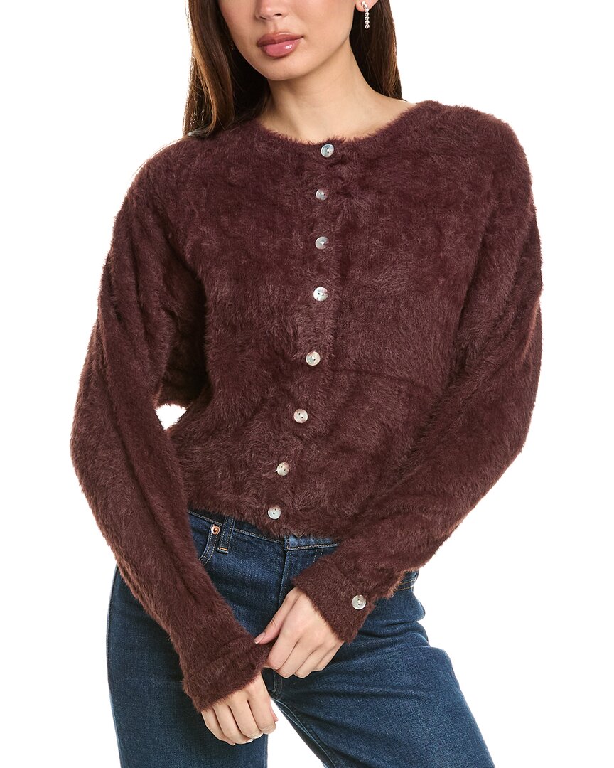 Labiz Fuzzy Cardigan In Brown