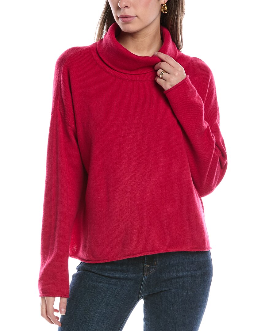 Eileen Fisher Turtleneck Cashmere-blend Box-top In Pink