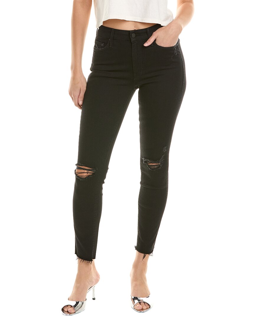 Shop Mother Denim The Looker Guilty As Sin Ankle Fray Jean In Black