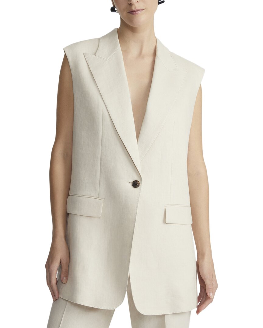 Lafayette 148 New York Peak Lapel Linen Vest