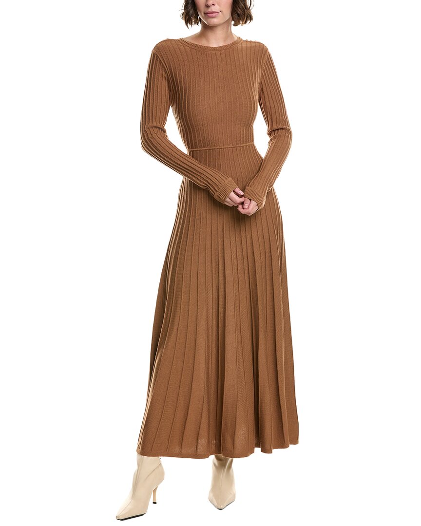 Ba&sh Jazia Wool-blend Maxi Dress In Brown