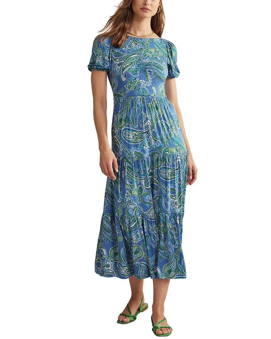 beige shoes with blue dress Cordelia Dress in Trellis Foulard 3X