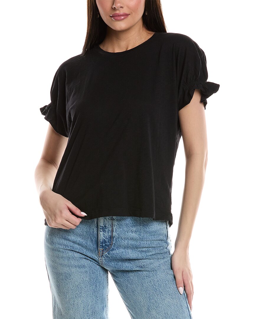 Velvet By Graham & Spencer Ruffle Sleeve T-shirt In Black