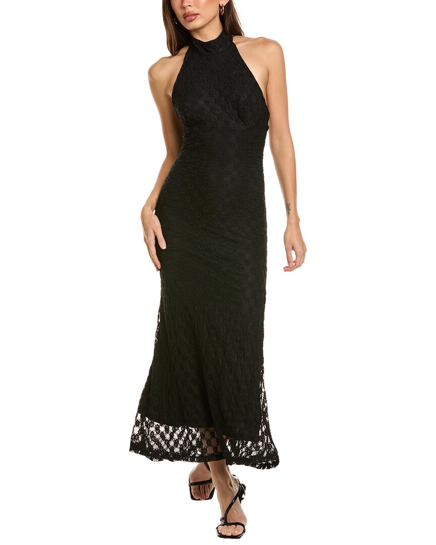 Bardot Ola Stretch Lace Halter Maxi Dress In Black