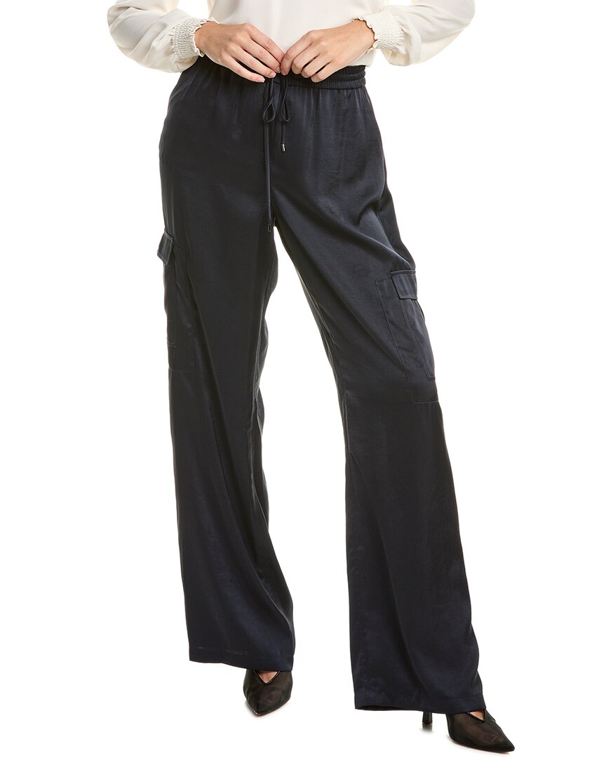Shop Elie Tahari Relaxed Satin Cargo Pant In Blue