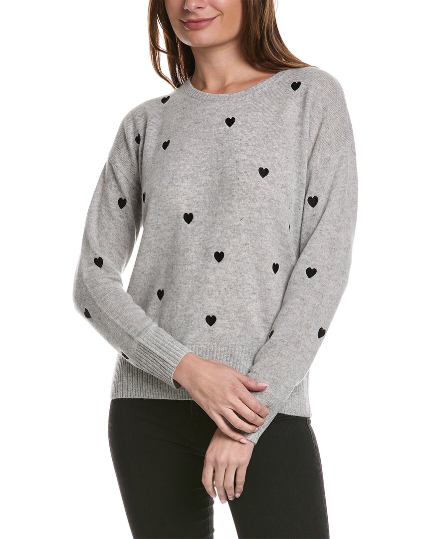 QI CASHMERE QI CASHMERE HEART EMBROIDERED CASHMERE SWEATER