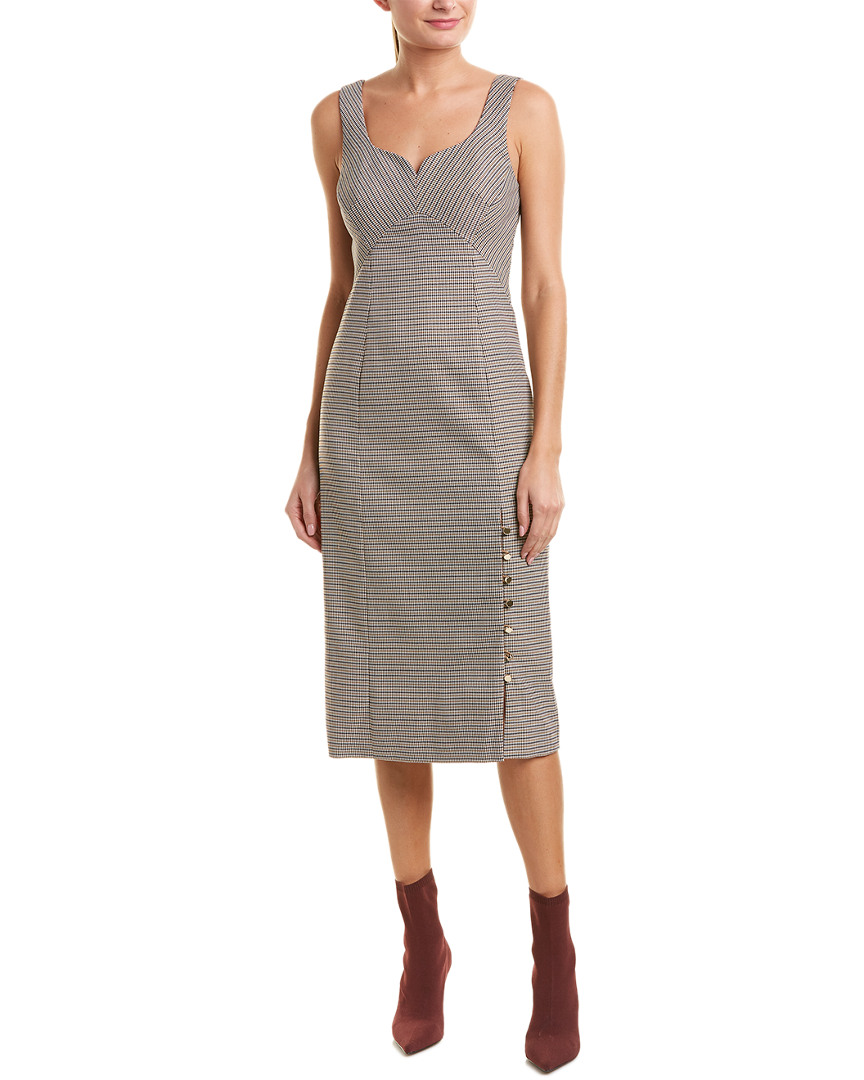 Image of PRABAL GURUNG Houndstooth Silk-Lined Midi Dress