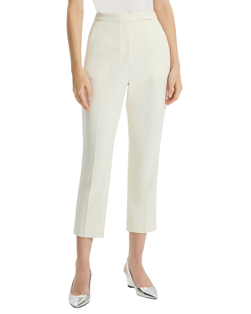 Theory Crepe Cropped Slim-leg Pants In White