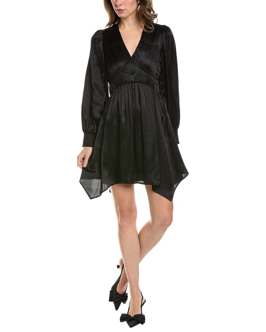 Shop Allsaints Esta Silk-blend Mini Dress In Black
