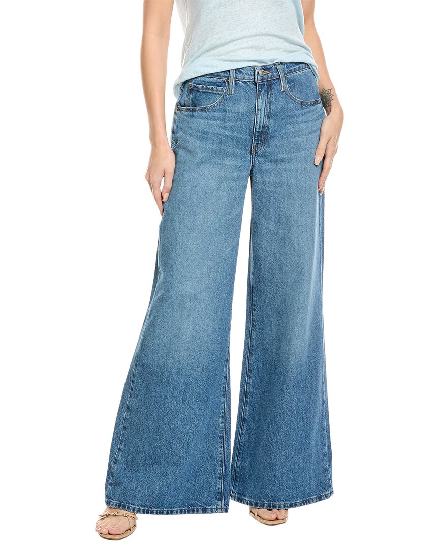 Frame Le Slim Palazzo Bardot Pocket Wide Leg Jeans In Blue