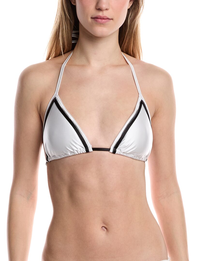 Pq Swim Piped Triangle Top In White