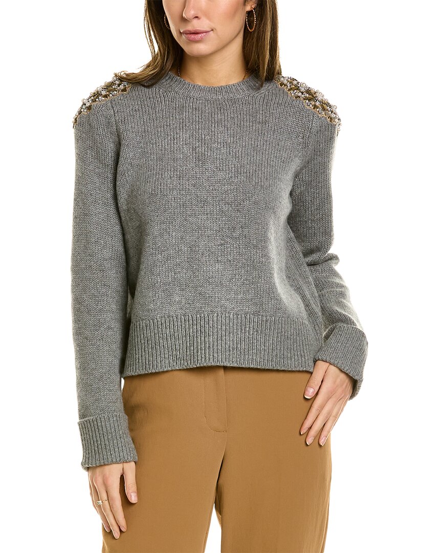 Shop Boden Embellished Wool & Alpaca-blend Sweater In Grey