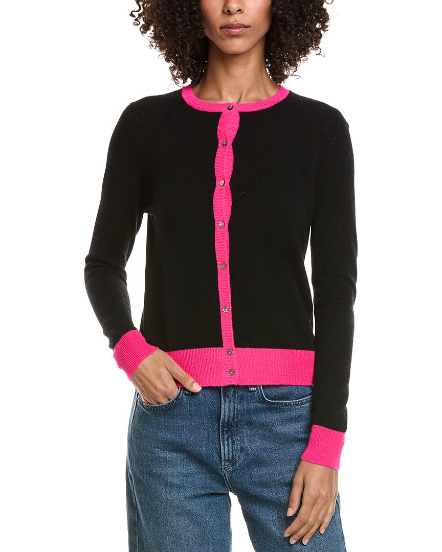 Incashmere Button Front Cashmere Cardigan In Black