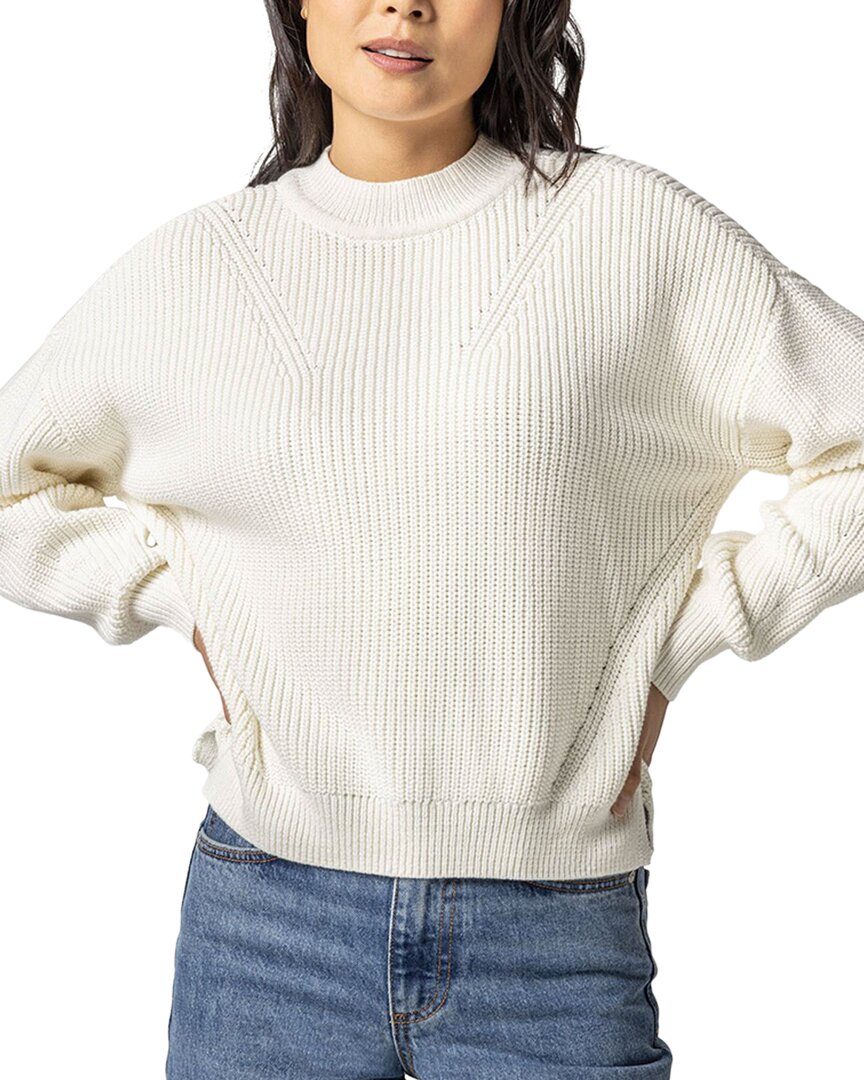 Lilla P Oversized Rib Pullover Sweater In White